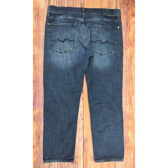 7 For All Mankind Standard Straight Leg Denim Jeans 36 Raw Hem - Picture 2 of 10